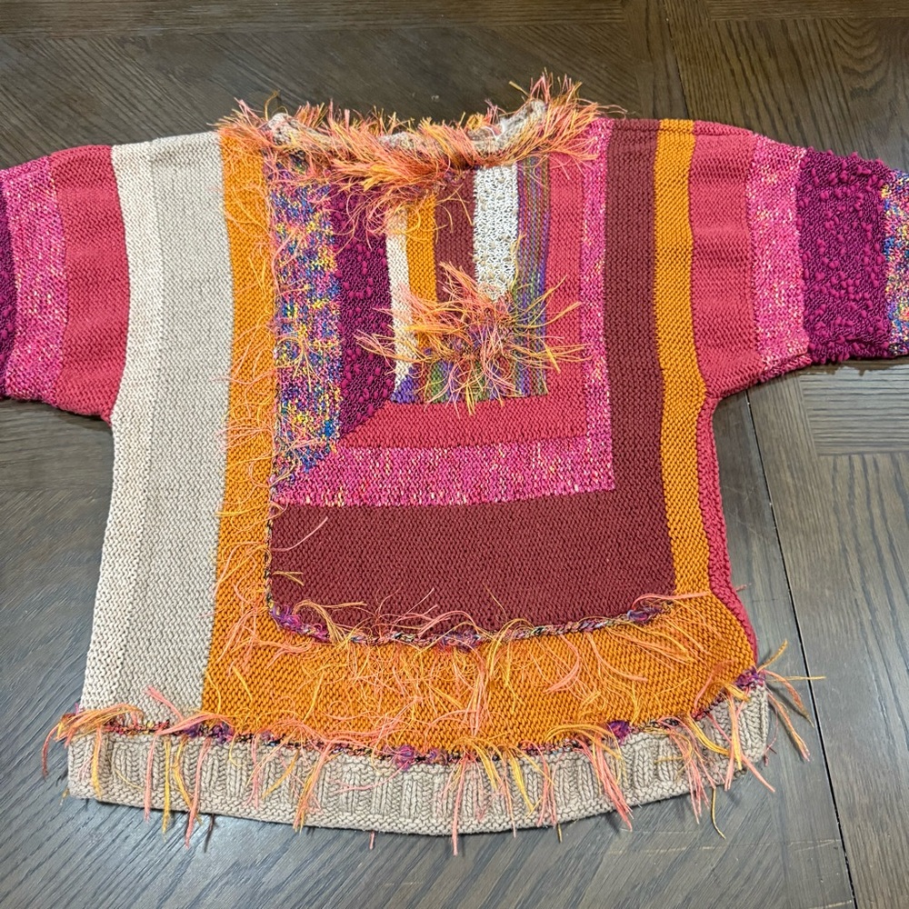Colorful Patchwork Sweater Boho - image 8